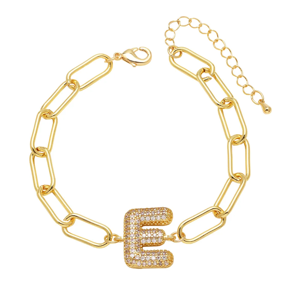Simple Style Letter Copper Plating Inlay Zircon 18K Gold Plated Unisex Bracelets display picture 6
