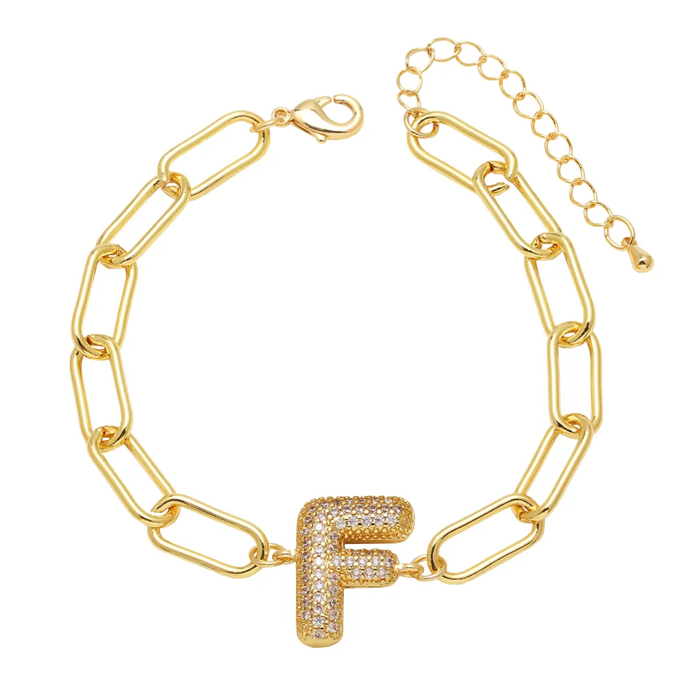 Simple Style Letter Copper Plating Inlay Zircon 18K Gold Plated Unisex Bracelets display picture 10