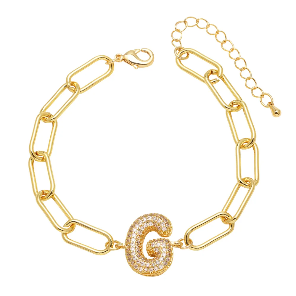 Simple Style Letter Copper Plating Inlay Zircon 18K Gold Plated Unisex Bracelets display picture 7