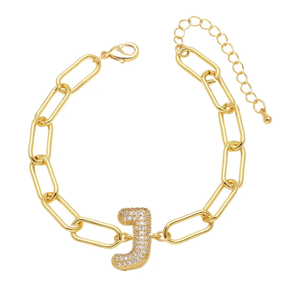 Simple Style Letter Copper Plating Inlay Zircon 18K Gold Plated Unisex Bracelets display picture 9