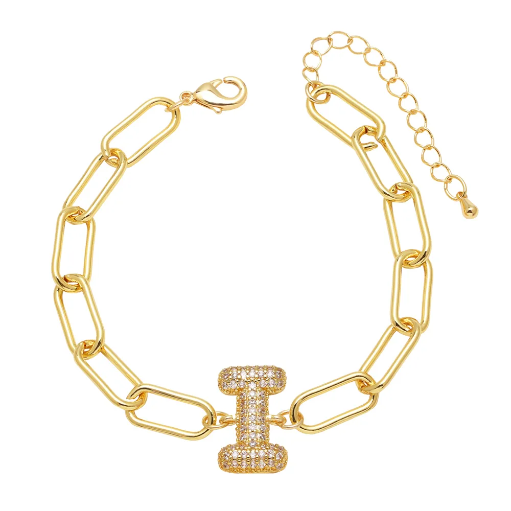 Simple Style Letter Copper Plating Inlay Zircon 18K Gold Plated Unisex Bracelets display picture 11