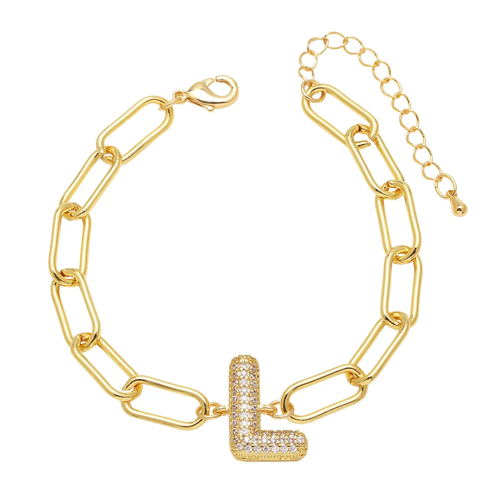 Simple Style Letter Copper Plating Inlay Zircon 18K Gold Plated Unisex Bracelets display picture 14