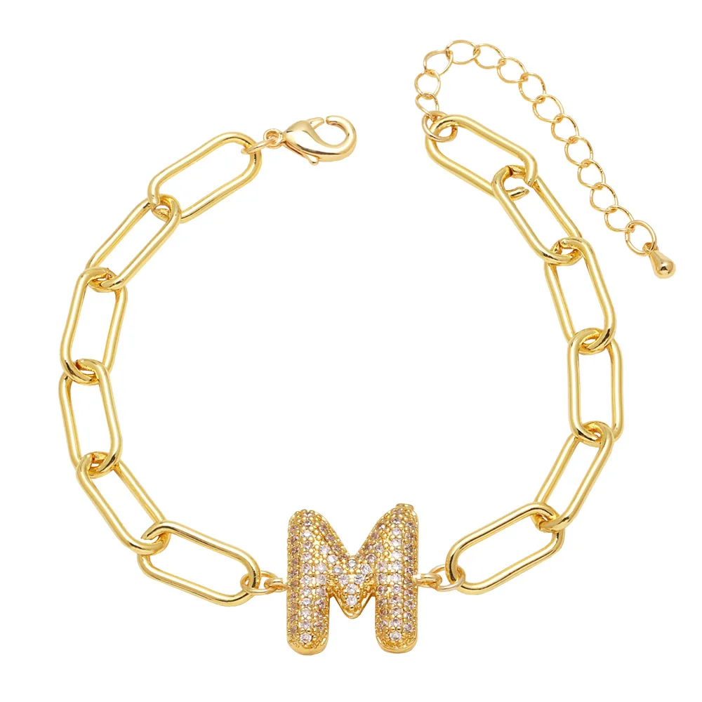 Simple Style Letter Copper Plating Inlay Zircon 18K Gold Plated Unisex Bracelets display picture 12
