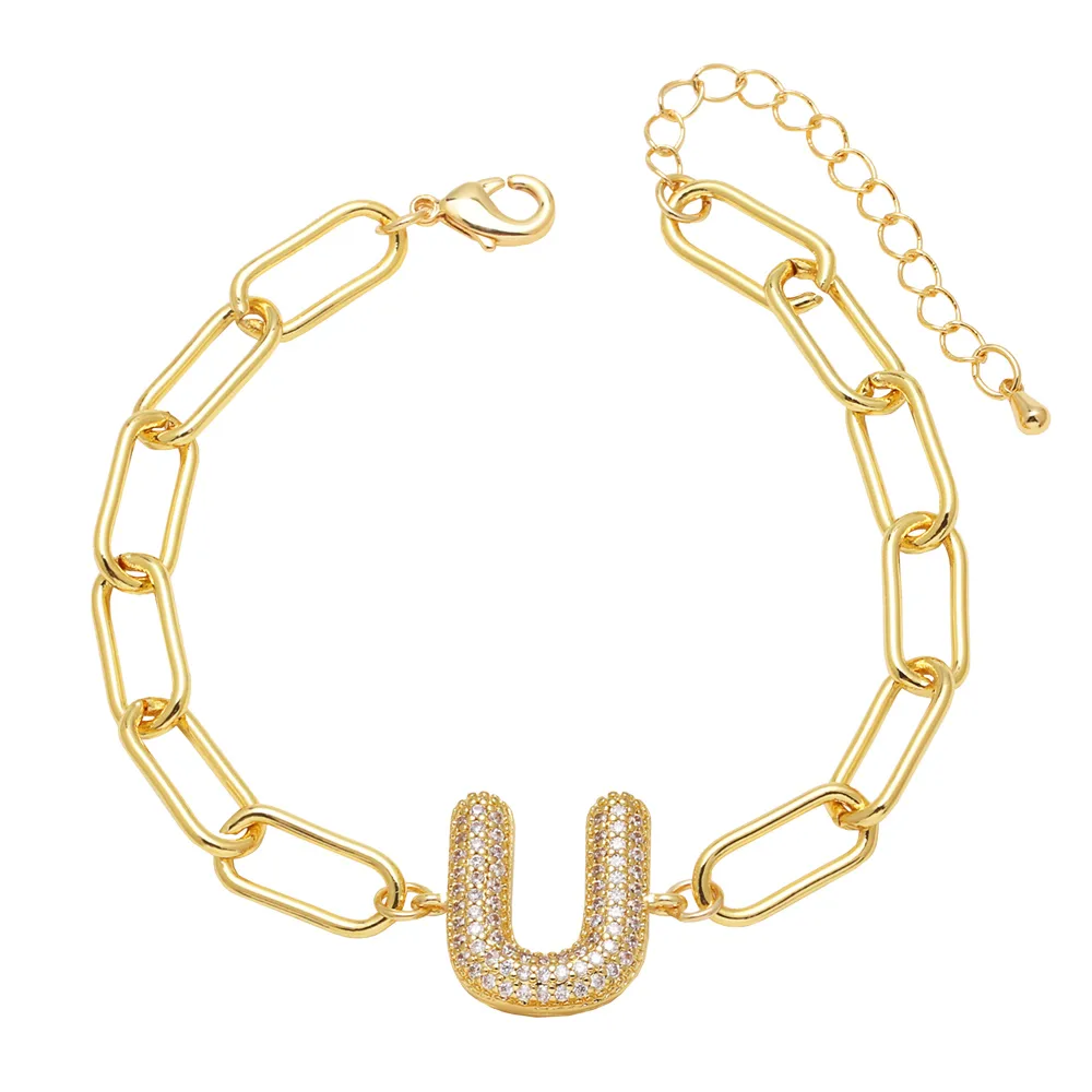 Simple Style Letter Copper Plating Inlay Zircon 18K Gold Plated Unisex Bracelets display picture 16