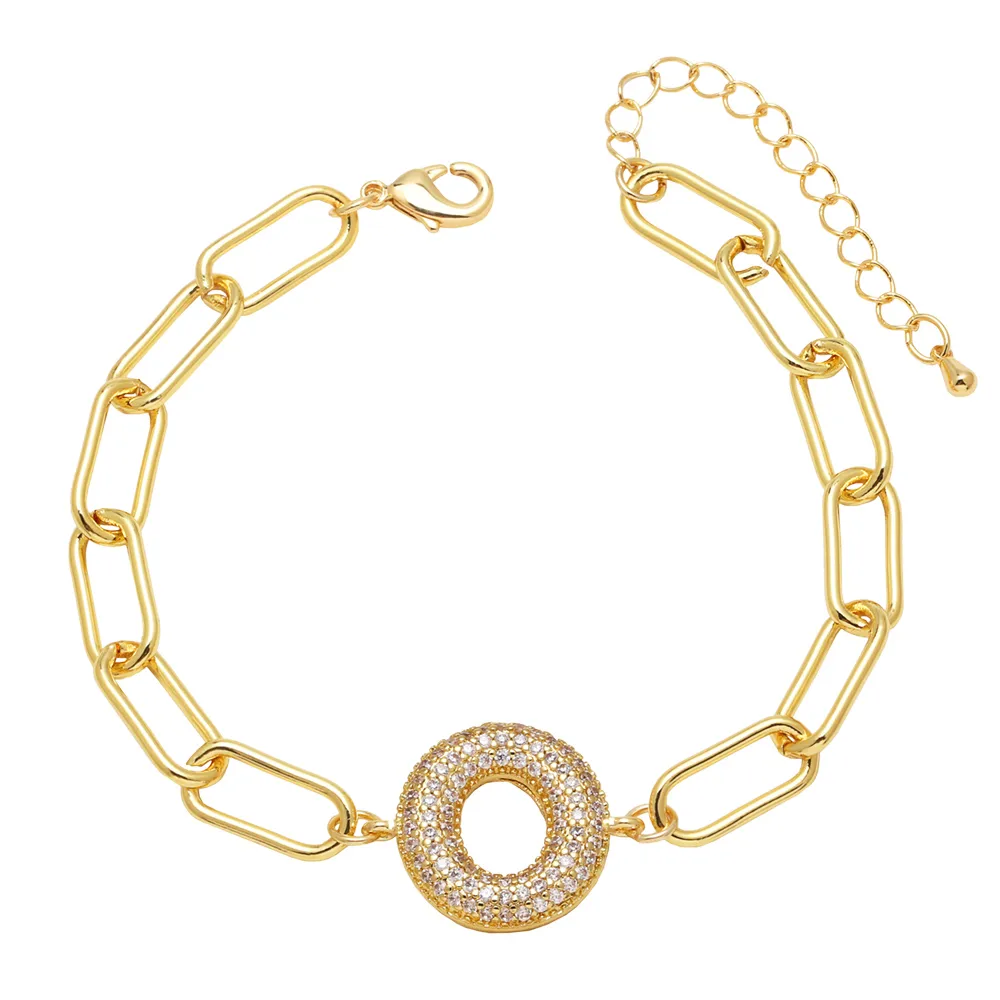 Simple Style Letter Copper Plating Inlay Zircon 18K Gold Plated Unisex Bracelets display picture 23