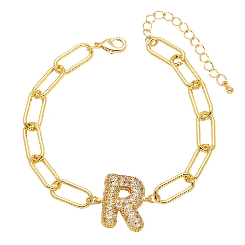 Simple Style Letter Copper Plating Inlay Zircon 18K Gold Plated Unisex Bracelets display picture 27