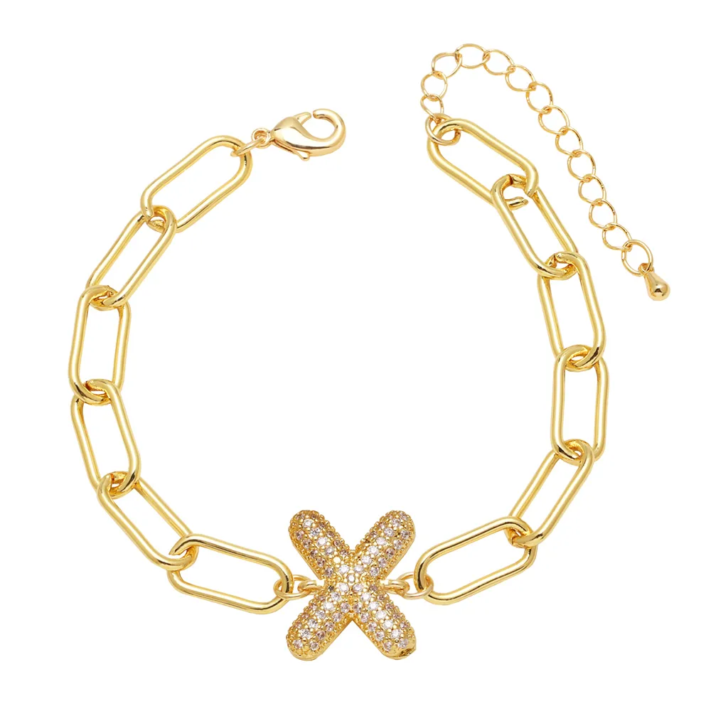 Simple Style Letter Copper Plating Inlay Zircon 18K Gold Plated Unisex Bracelets display picture 20