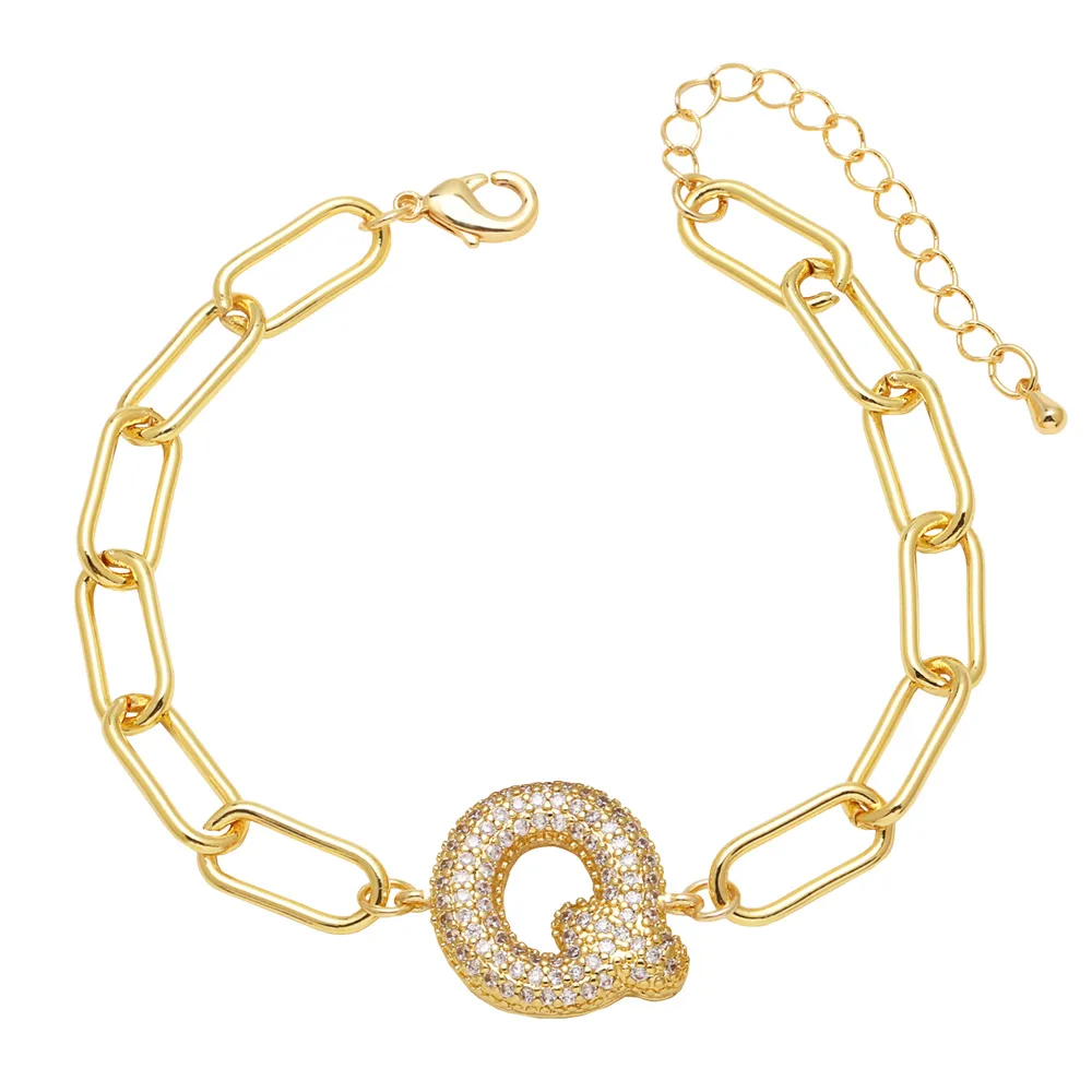 Simple Style Letter Copper Plating Inlay Zircon 18K Gold Plated Unisex Bracelets display picture 17