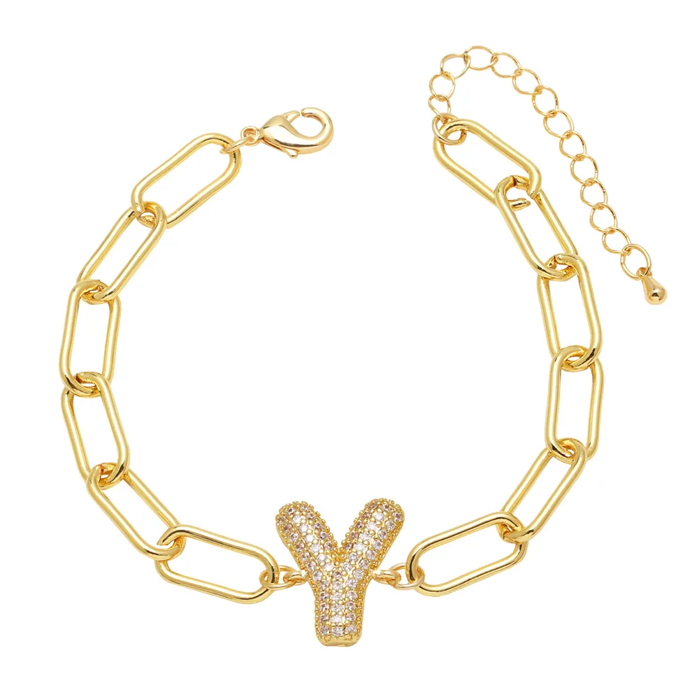 Simple Style Letter Copper Plating Inlay Zircon 18K Gold Plated Unisex Bracelets display picture 25