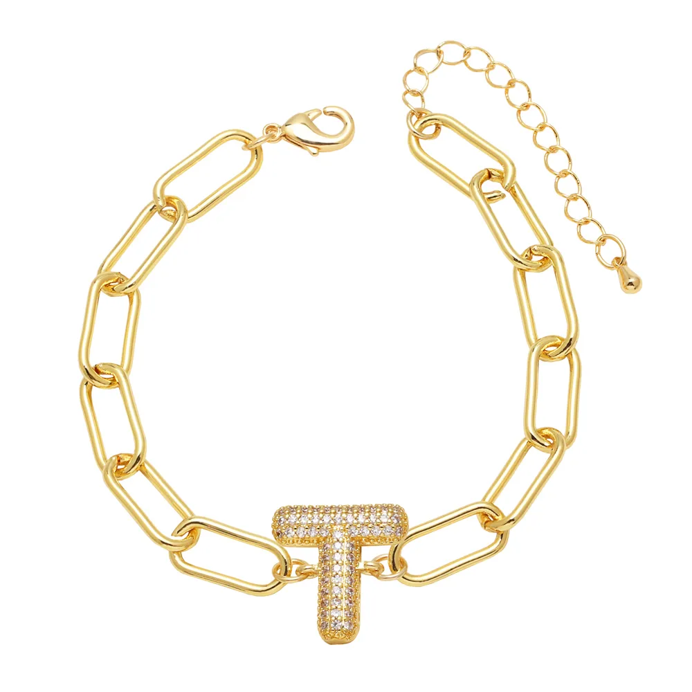 Simple Style Letter Copper Plating Inlay Zircon 18K Gold Plated Unisex Bracelets display picture 22