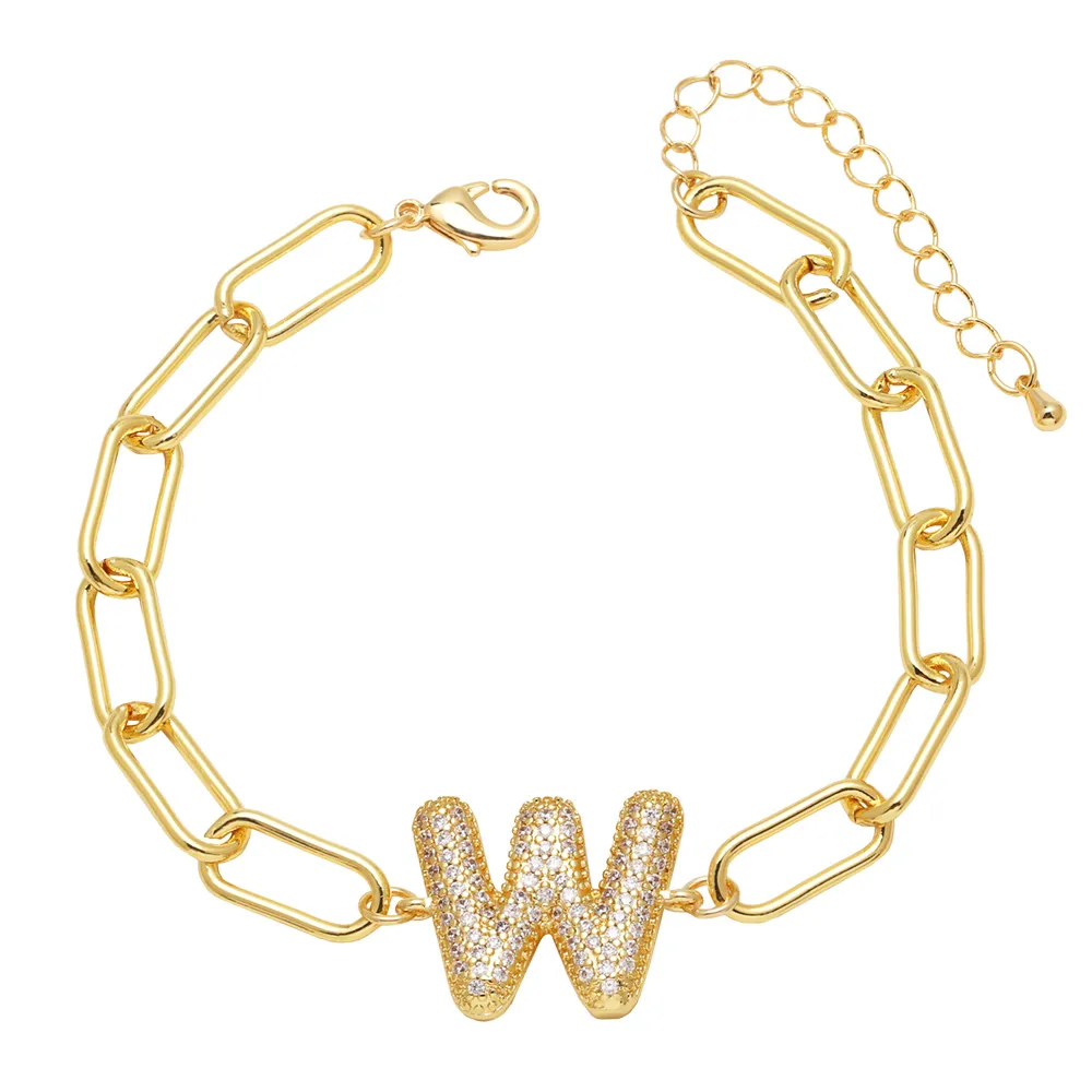Simple Style Letter Copper Plating Inlay Zircon 18K Gold Plated Unisex Bracelets display picture 18