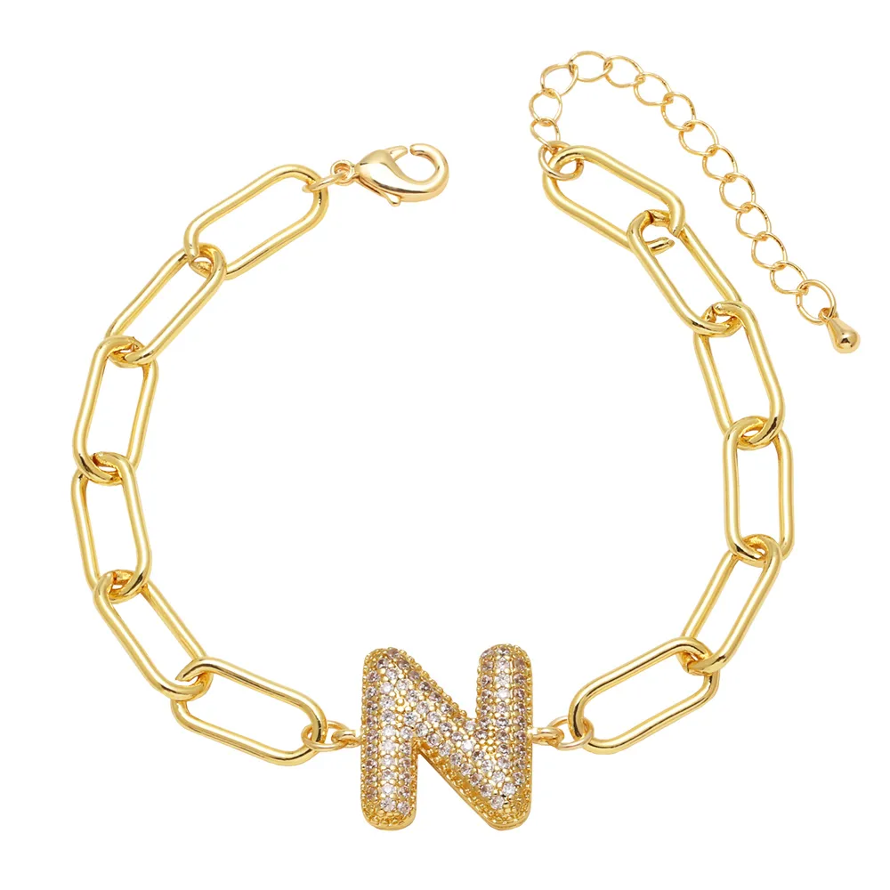 Simple Style Letter Copper Plating Inlay Zircon 18K Gold Plated Unisex Bracelets display picture 19
