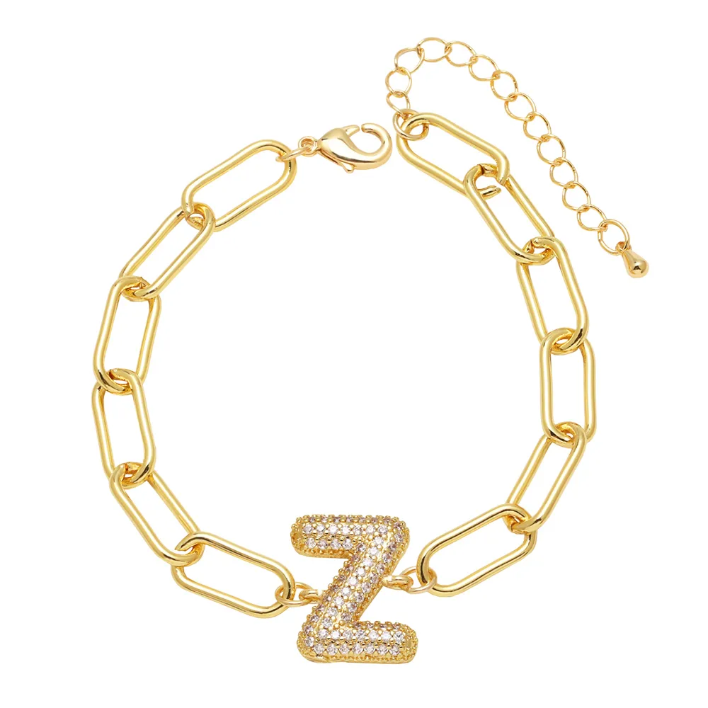 Simple Style Letter Copper Plating Inlay Zircon 18K Gold Plated Unisex Bracelets display picture 28