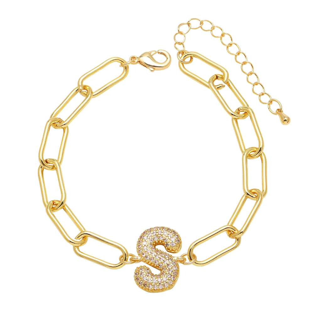 Simple Style Letter Copper Plating Inlay Zircon 18K Gold Plated Unisex Bracelets display picture 21