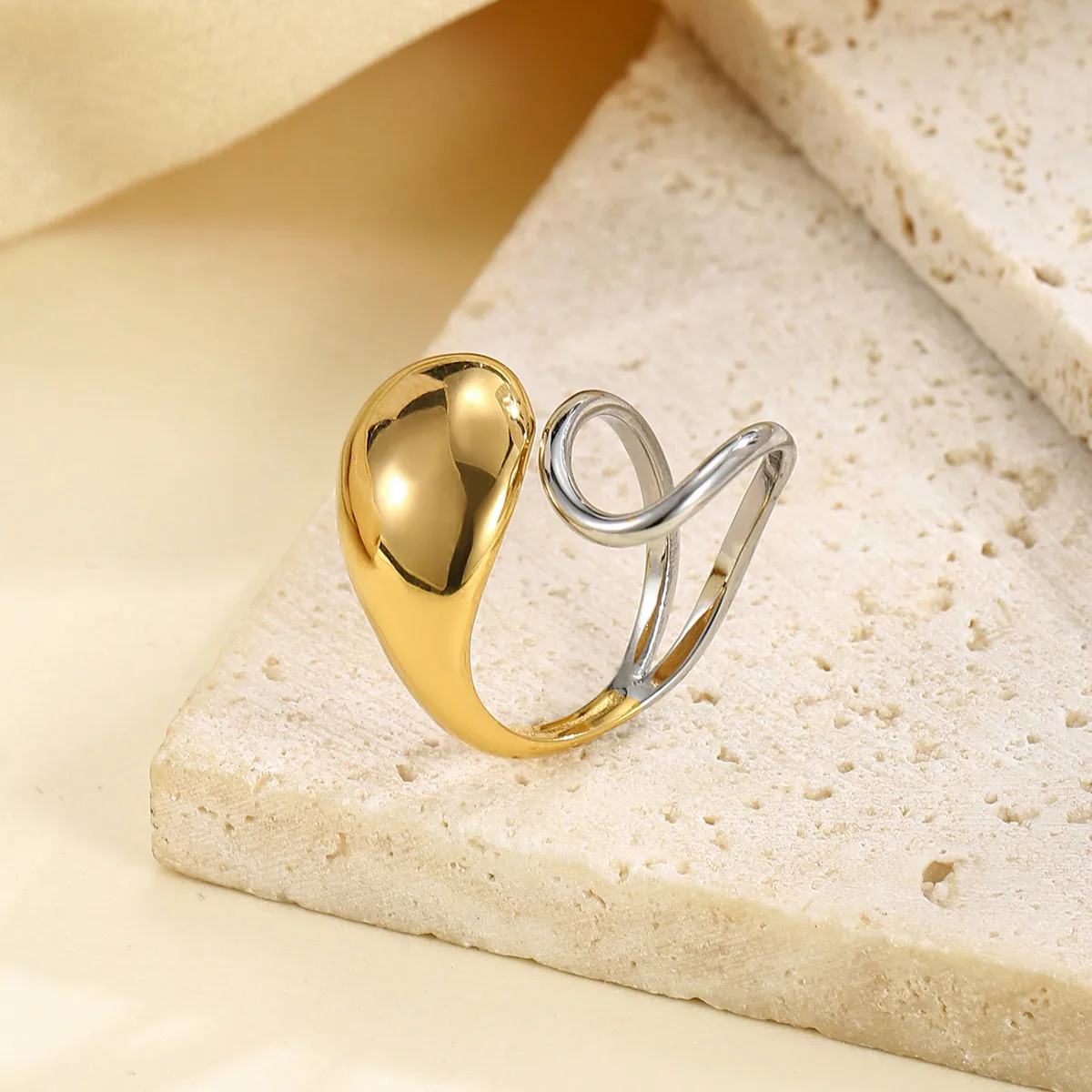 Simple Style Classic Style Geometric 304 Stainless Steel 14K Gold Plated Women's Open Rings display picture 1