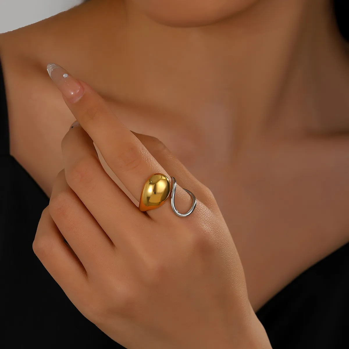 Simple Style Classic Style Geometric 304 Stainless Steel 14K Gold Plated Women's Open Rings display picture 2