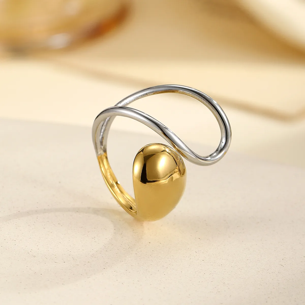 Simple Style Classic Style Geometric 304 Stainless Steel 14K Gold Plated Women's Open Rings display picture 3
