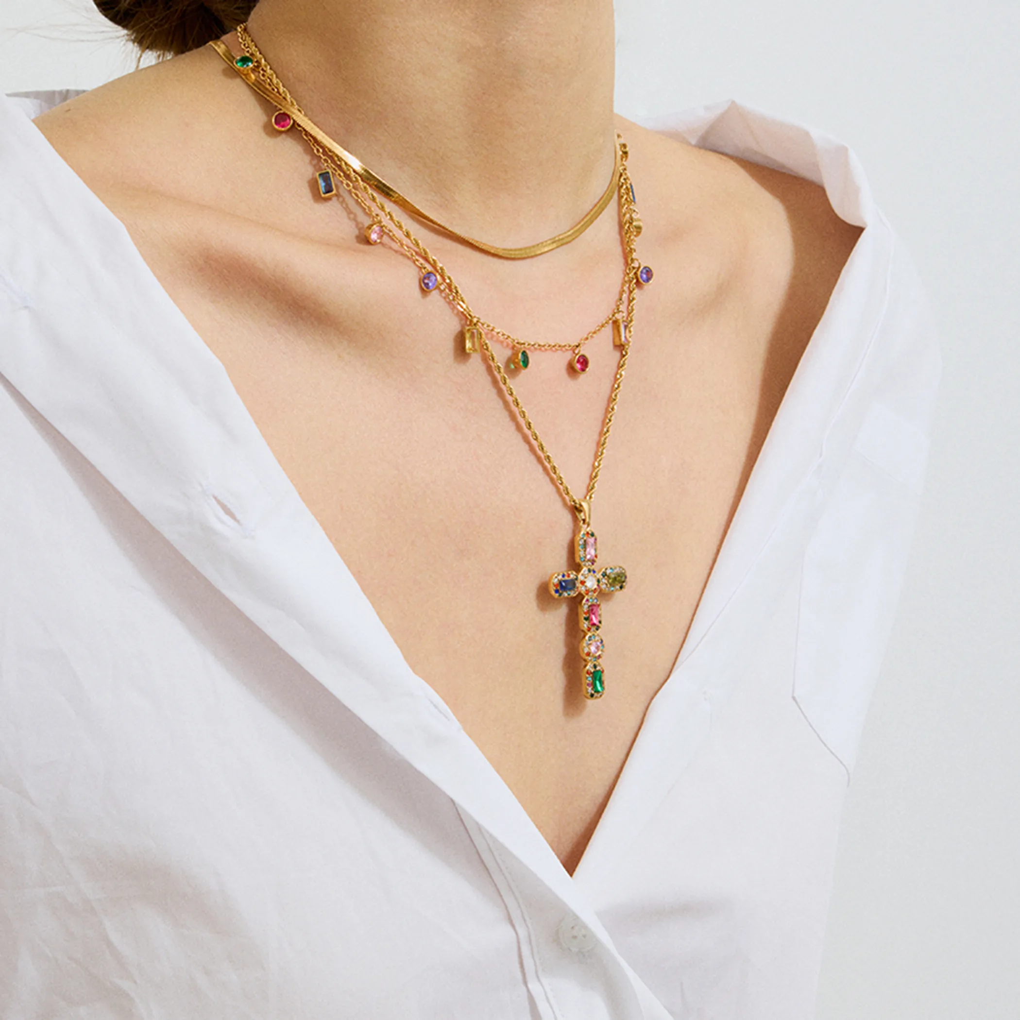 Basic Classic Style Commute Geometric Cross 316 Stainless Steel  Women's Necklace display picture 2