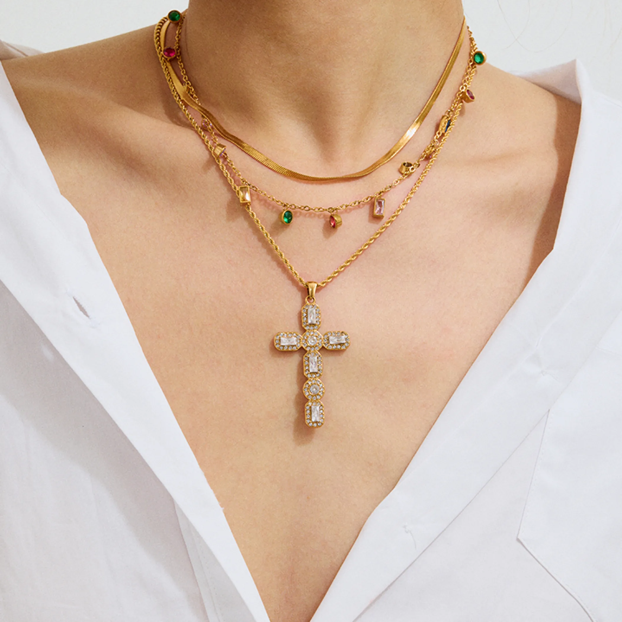 Basic Classic Style Commute Geometric Cross 316 Stainless Steel  Women's Necklace display picture 1