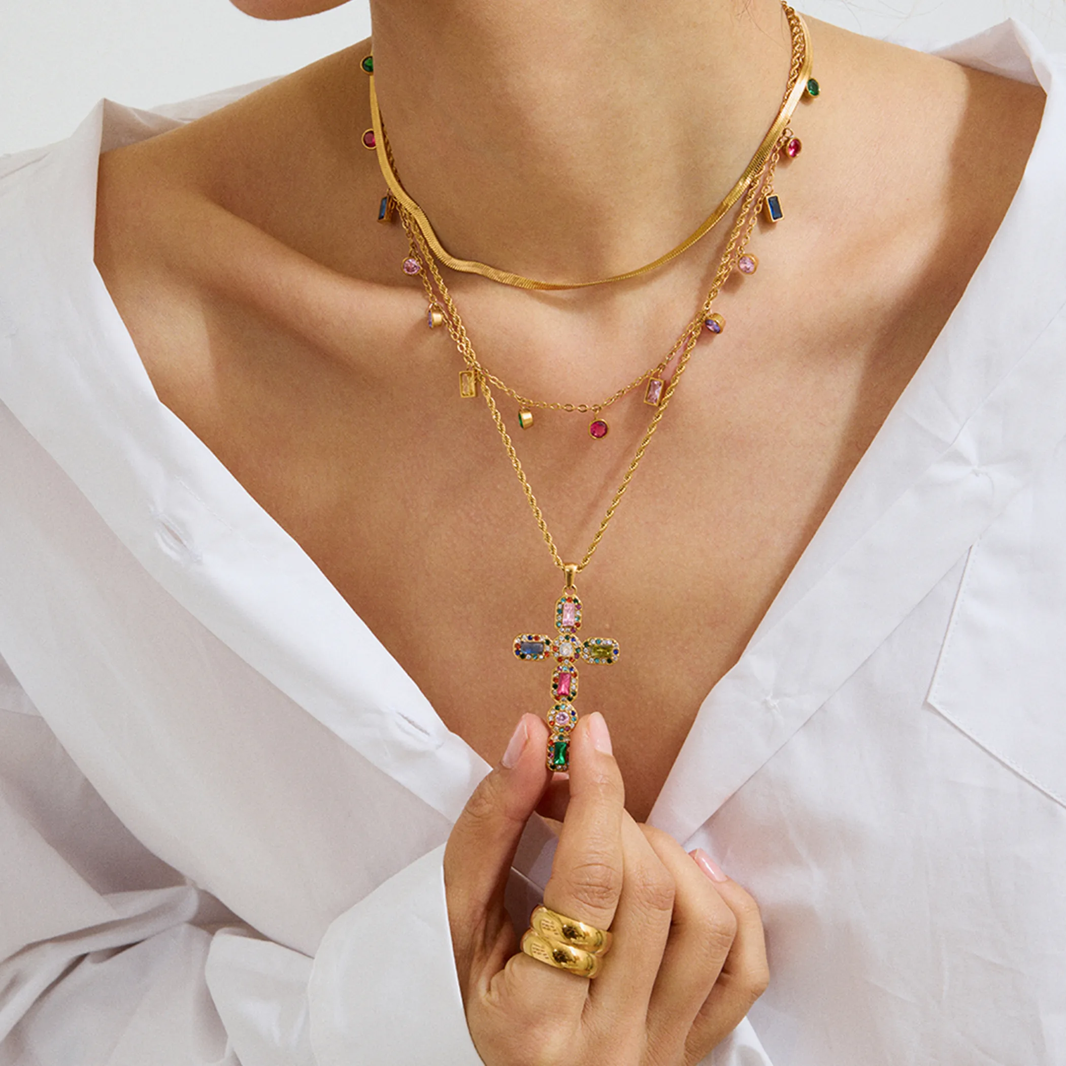 Basic Classic Style Commute Geometric Cross 316 Stainless Steel  Women's Necklace display picture 4