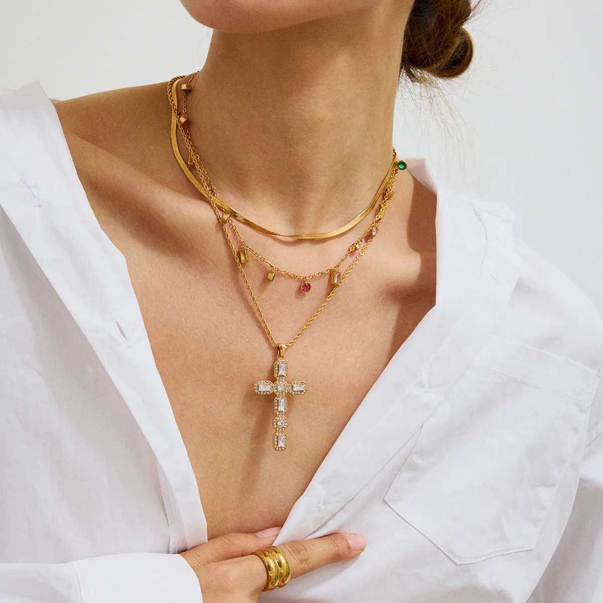 Basic Classic Style Commute Geometric Cross 316 Stainless Steel  Women's Necklace display picture 5