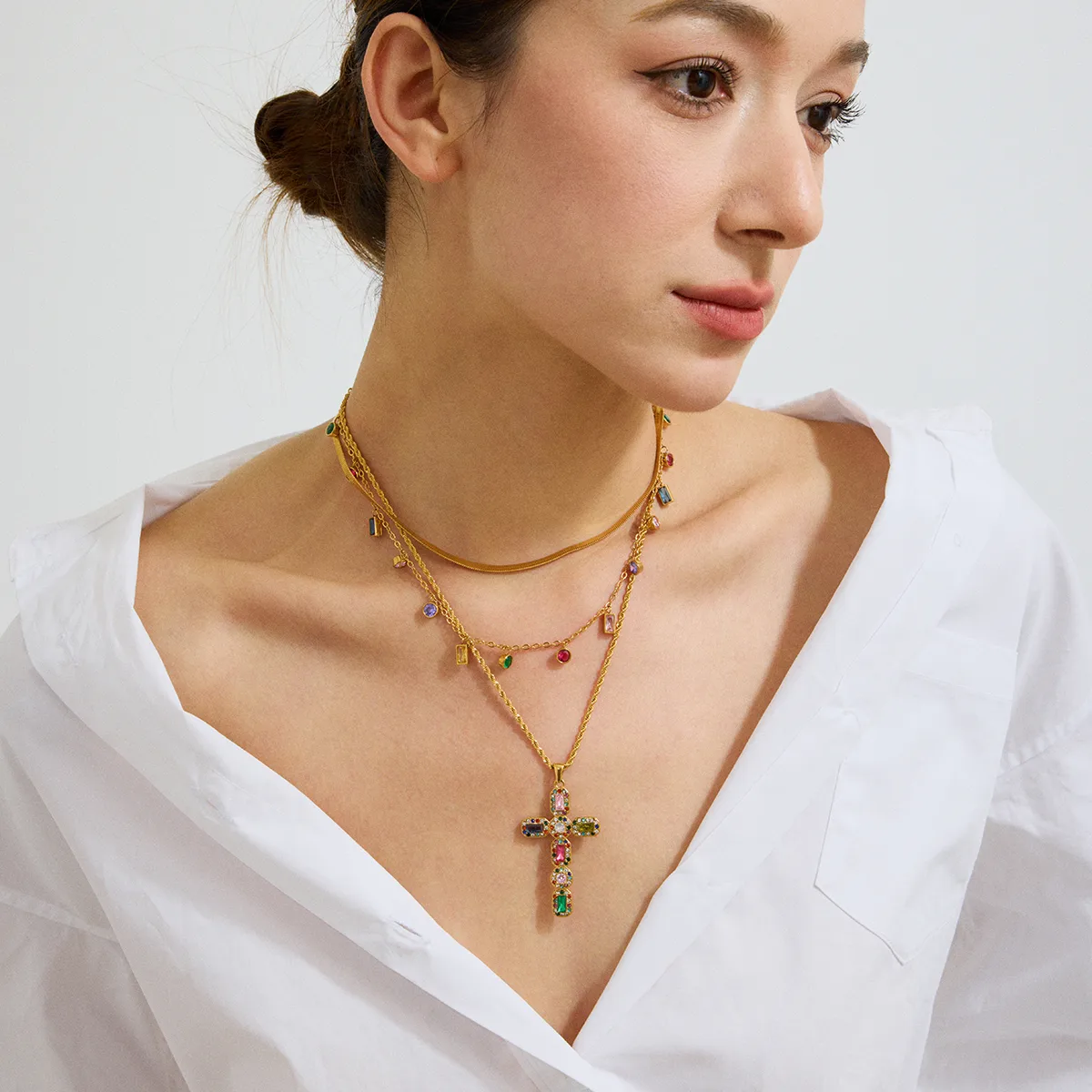 Basic Classic Style Commute Geometric Cross 316 Stainless Steel  Women's Necklace display picture 6