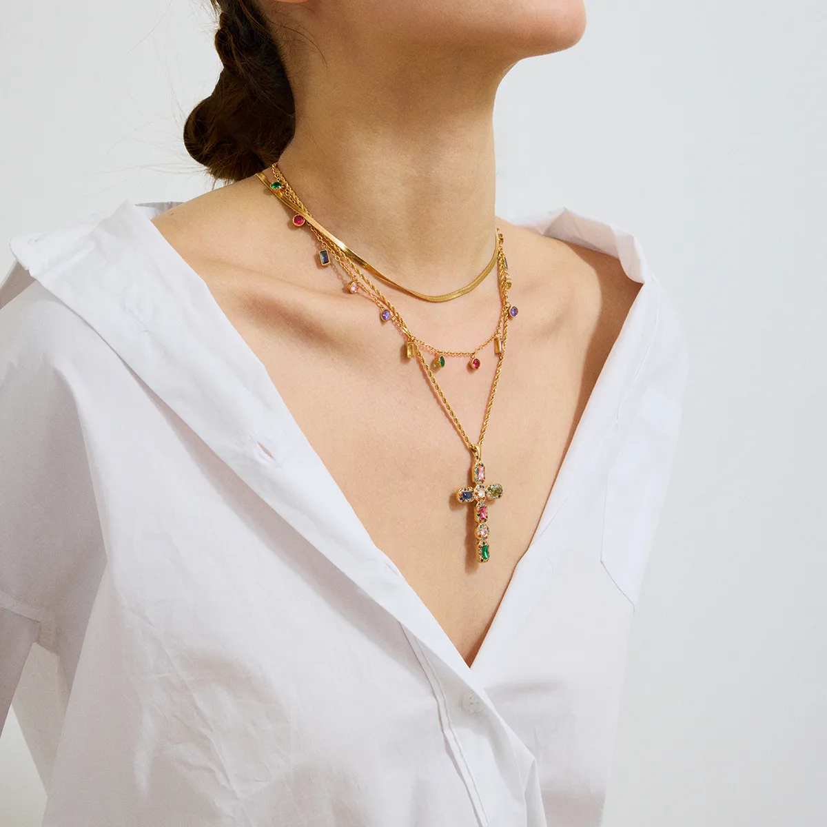 Basic Classic Style Commute Geometric Cross 316 Stainless Steel  Women's Necklace display picture 7