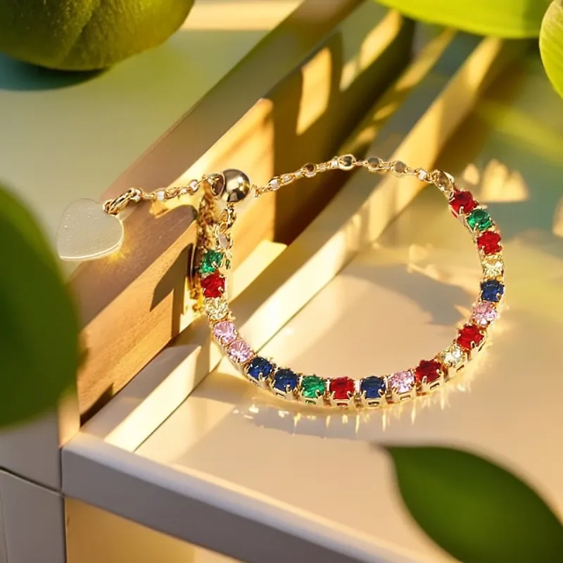 Classic Style Colorful Copper Inlay Artificial Rhinestones Glass Stone Zircon Women's Rings display picture 2