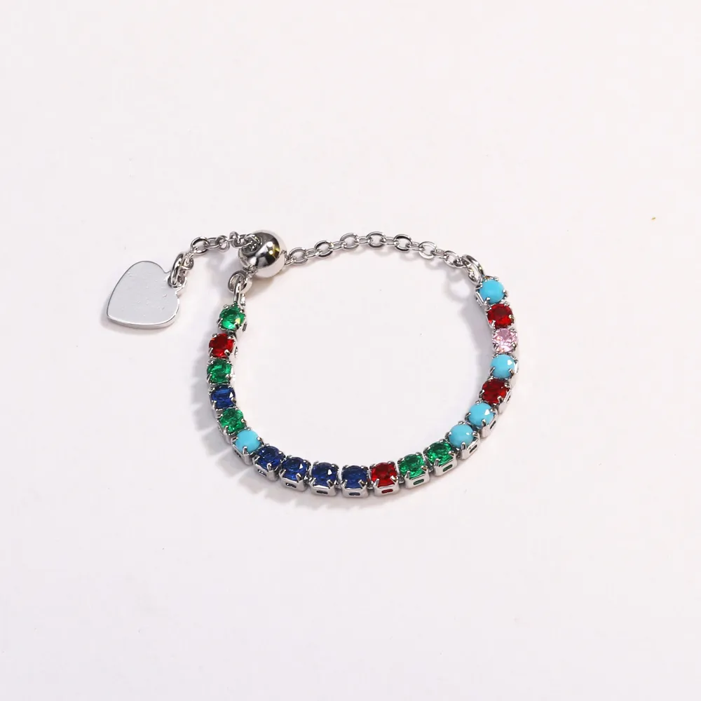 Classic Style Colorful Copper Inlay Artificial Rhinestones Glass Stone Zircon Women's Rings display picture 20