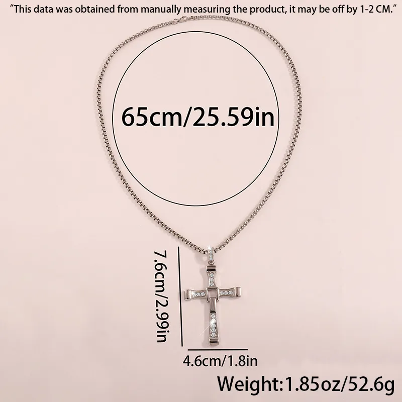 New Hot Fashion Personality Hip Hop Stainless Steel Diamond Cross Pendant Necklace High-end All-match Jewelry display picture 1