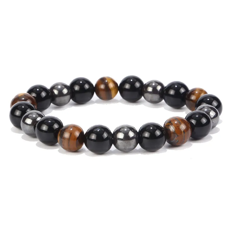 New Tiger Eye Stone Obsidian Hematite Bracelet 10mm Jewelry Woven Bracelet Beaded Jewelry display picture 1