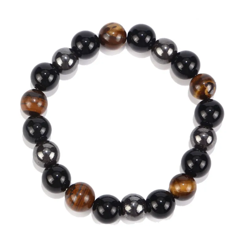 New Tiger Eye Stone Obsidian Hematite Bracelet 10mm Jewelry Woven Bracelet Beaded Jewelry display picture 2