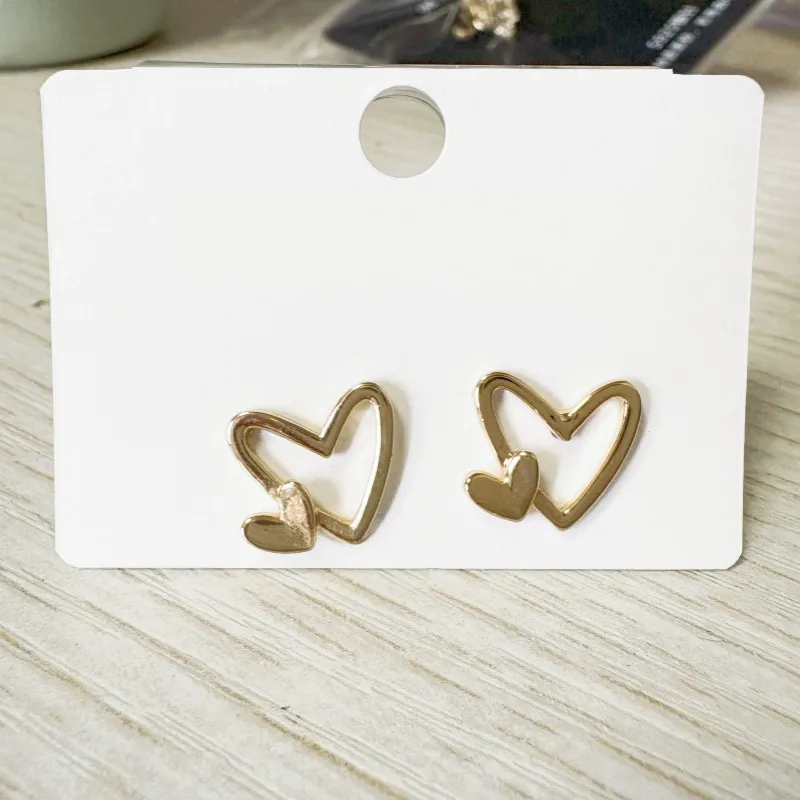 1 Pair Elegant Classic Style Heart Shape Plating Inlay Copper Zircon 16K Gold Plated Ear Studs display picture 2