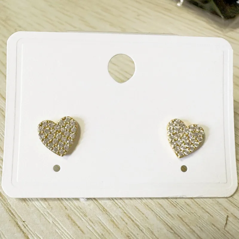 1 Pair Elegant Classic Style Heart Shape Plating Inlay Copper Zircon 16K Gold Plated Ear Studs display picture 3