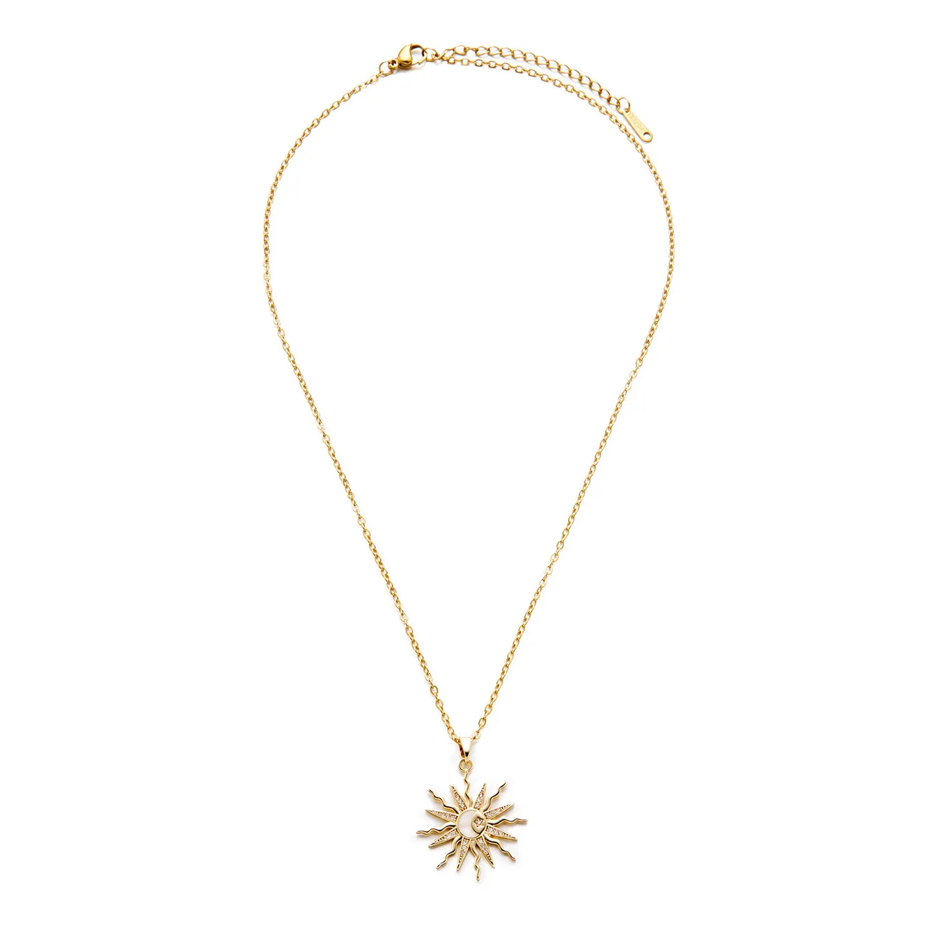 IG Style Simple Style Sun Copper Zircon 14K Gold Plated Women's Pendant Necklace display picture 4
