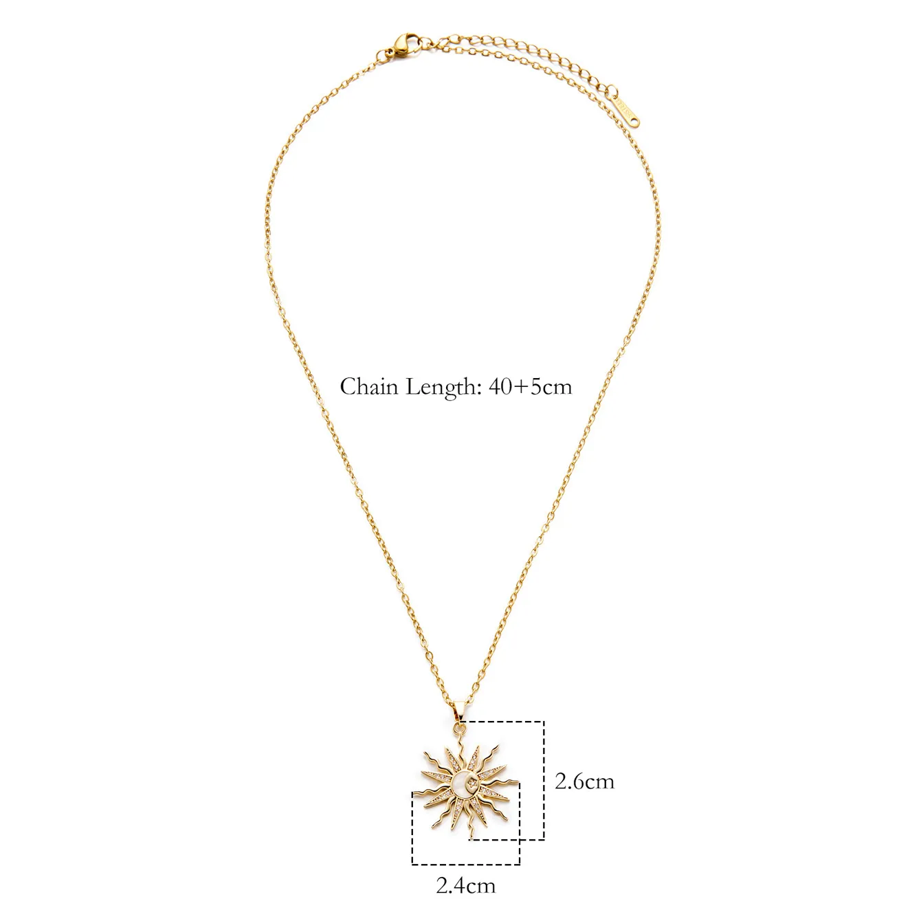 IG Style Simple Style Sun Copper Zircon 14K Gold Plated Women's Pendant Necklace display picture 5