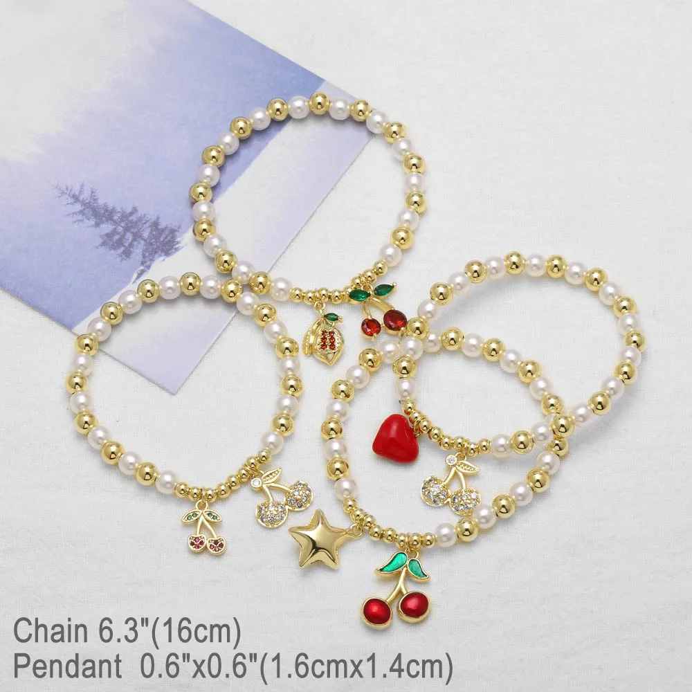 Simple Style Cherry Copper Plating Inlay Zircon 18K Gold Plated Unisex Bracelets display picture 8