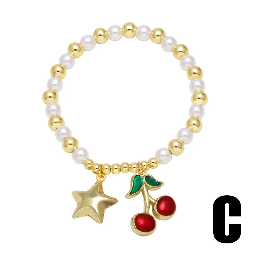 Simple Style Cherry Copper Plating Inlay Zircon 18K Gold Plated Unisex Bracelets display picture 3