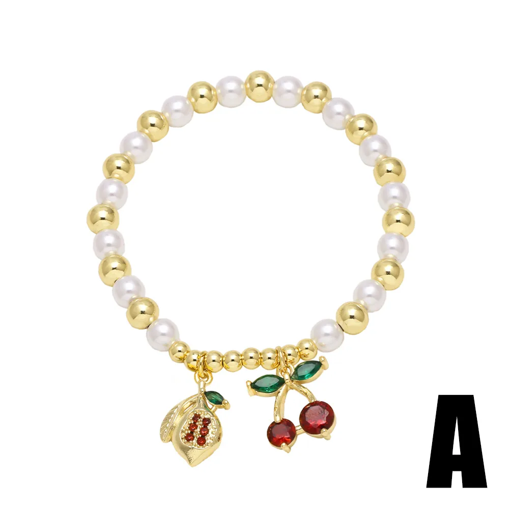Simple Style Cherry Copper Plating Inlay Zircon 18K Gold Plated Unisex Bracelets display picture 4