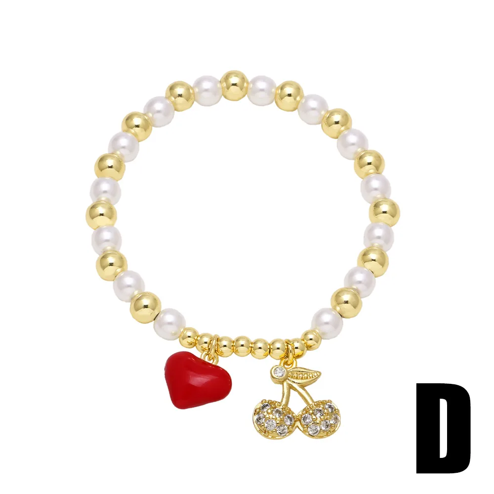 Simple Style Cherry Copper Plating Inlay Zircon 18K Gold Plated Unisex Bracelets display picture 6