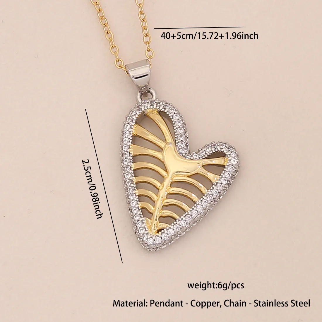 Elegant Star Heart Shape 304 Stainless Steel Zircon Women's Pendant Necklace display picture 3