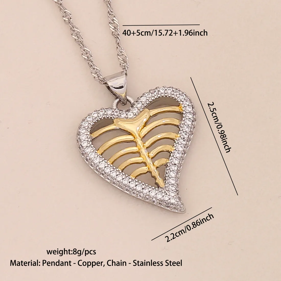 Elegant Star Heart Shape 304 Stainless Steel Zircon Women's Pendant Necklace display picture 2