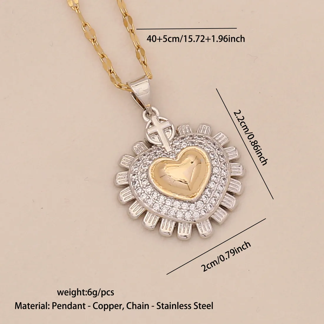 Elegant Star Heart Shape 304 Stainless Steel Zircon Women's Pendant Necklace display picture 1