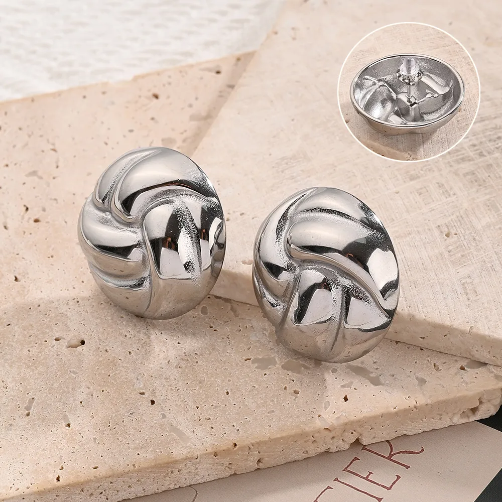 1 Pair/Package Casual Vacation Modern Style U Shape Round Handmade Polishing Plating 304 Stainless Steel 18K Gold Plated Ear Studs display picture 2