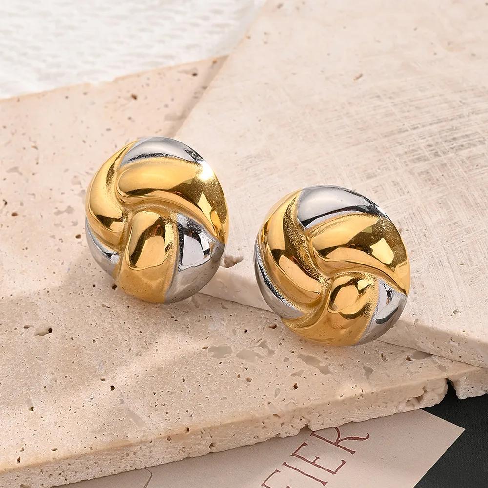 1 Pair/Package Casual Vacation Modern Style U Shape Round Handmade Polishing Plating 304 Stainless Steel 18K Gold Plated Ear Studs display picture 7