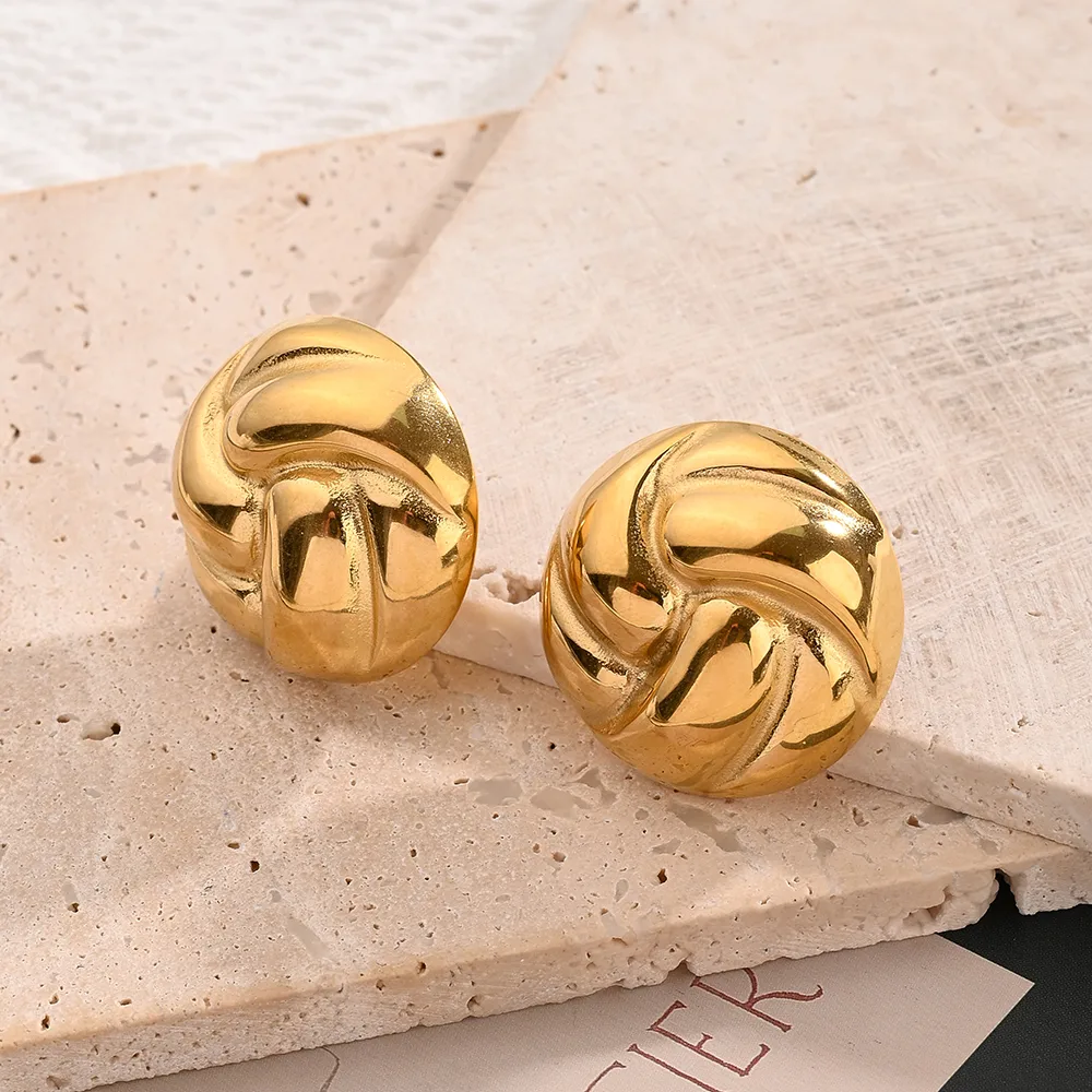 1 Pair/Package Casual Vacation Modern Style U Shape Round Handmade Polishing Plating 304 Stainless Steel 18K Gold Plated Ear Studs display picture 6