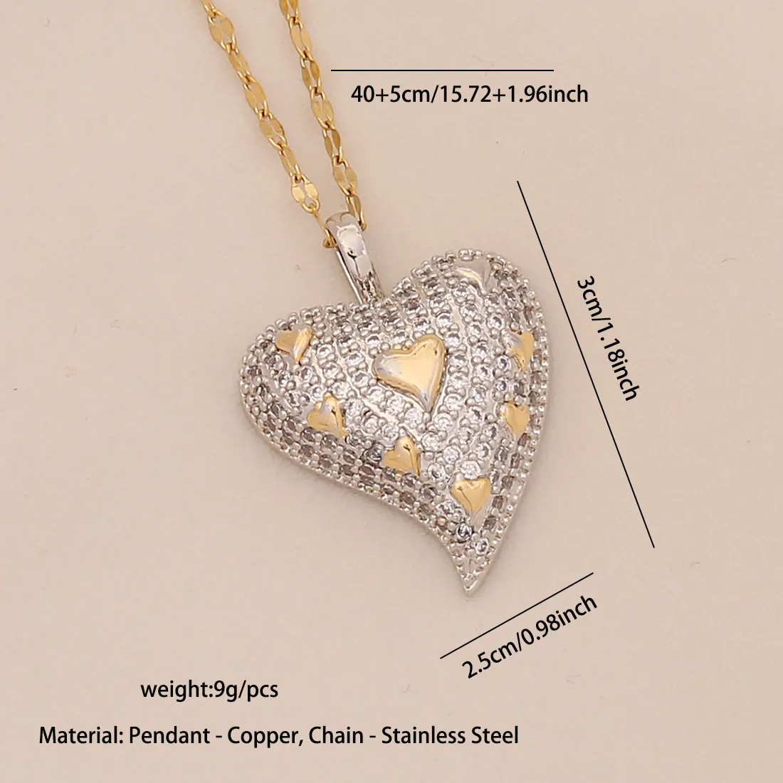 Elegant Star Heart Shape 304 Stainless Steel Zircon Women's Pendant Necklace display picture 4