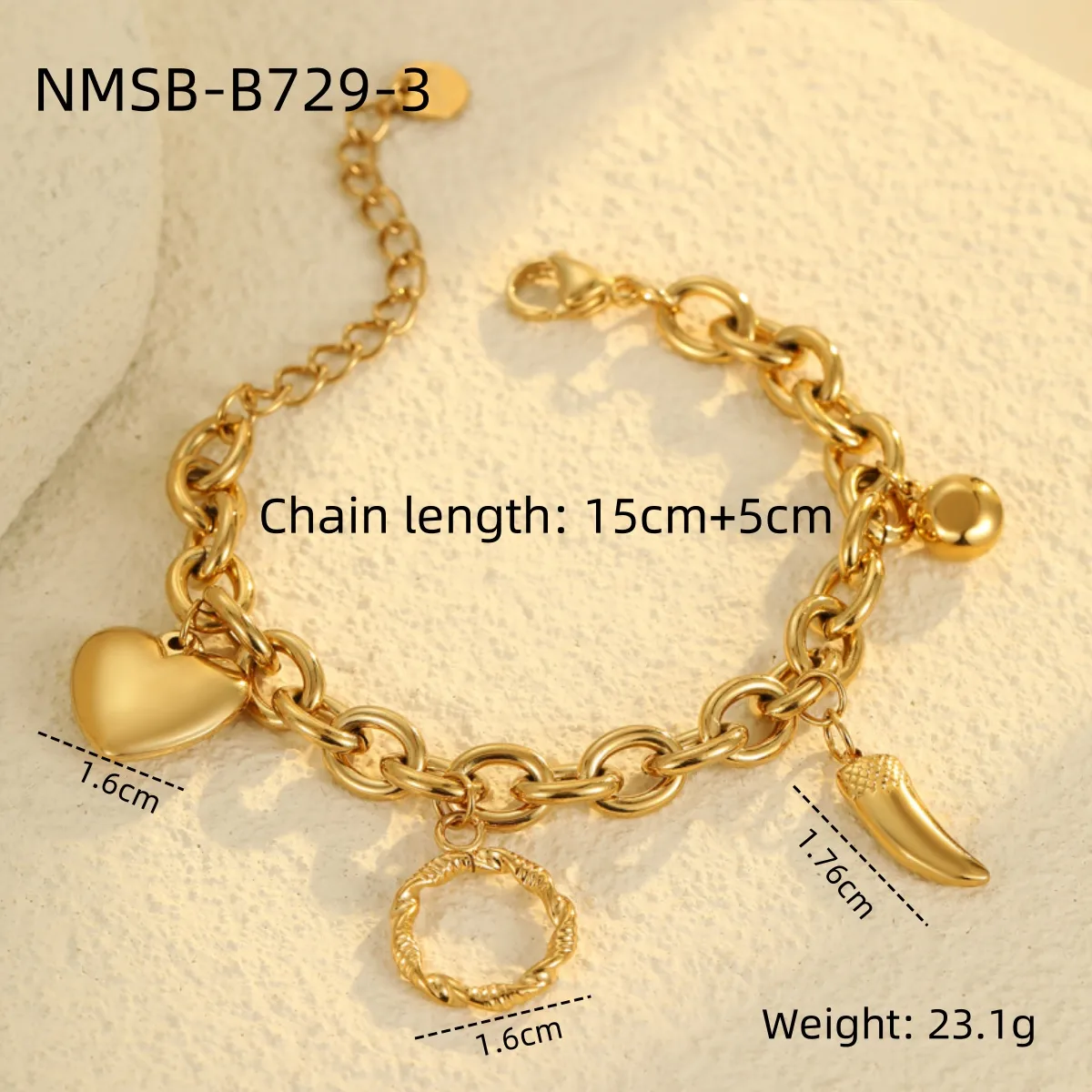 IG Style Classic Style Commute Heart Shape 304 Stainless Steel Unisex Bracelets display picture 8
