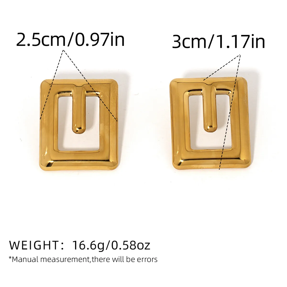 Elegant Retro Geometric 304 Stainless Steel 18K Gold Plated Ear Studs display picture 4
