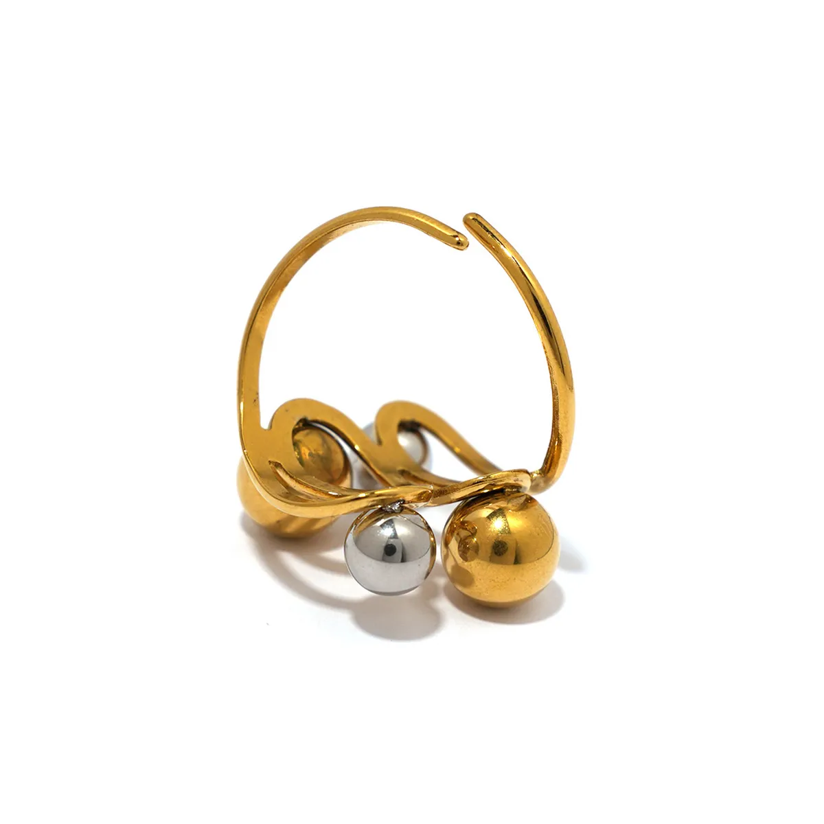 Exaggerated Ball 304 Stainless Steel Geometric 18K Gold Plated Women's Open Rings display picture 4